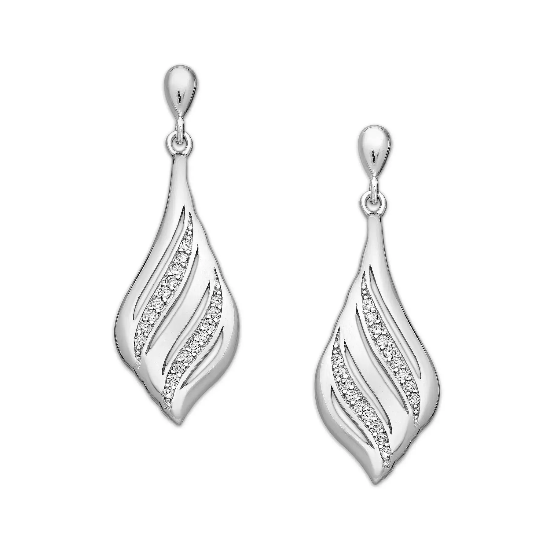 Długie srebrne kolczyki z cyrkoniami