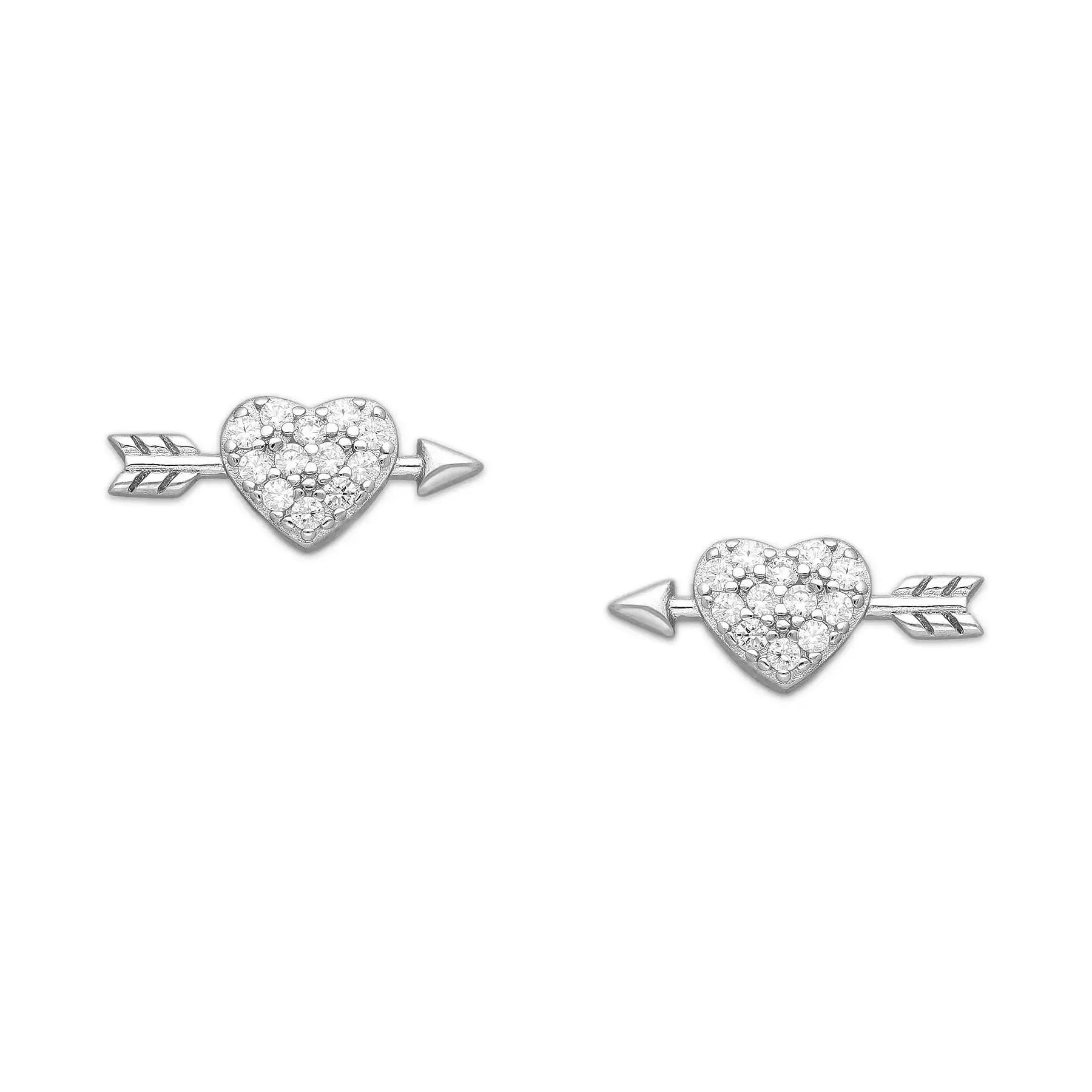 Srebrne kolczyki serca z cyrkoniami