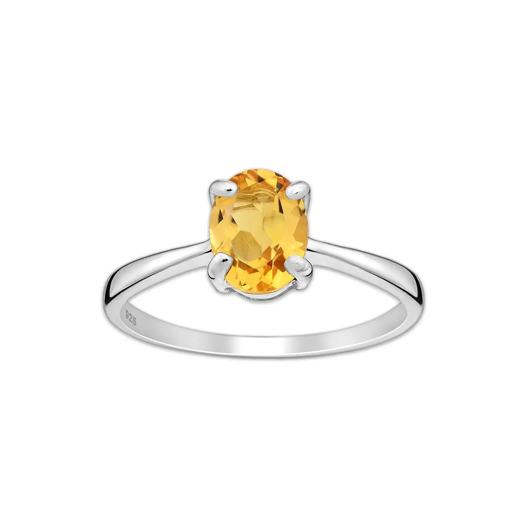 Srebrny pierścionek z cytrynem - Europa 19, US 9