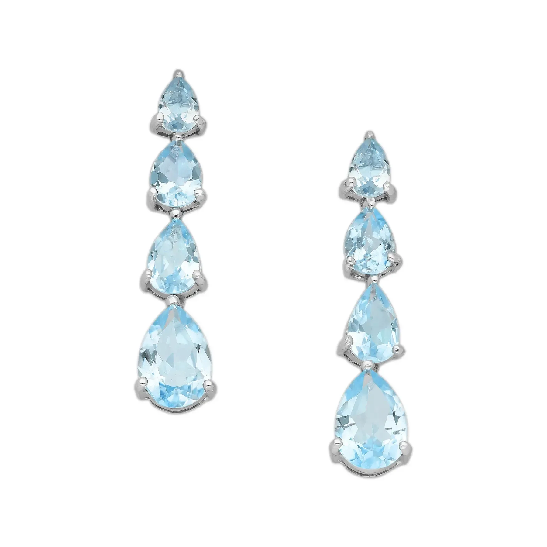 Rodowane srebrne kolczyki z topazem blue sky