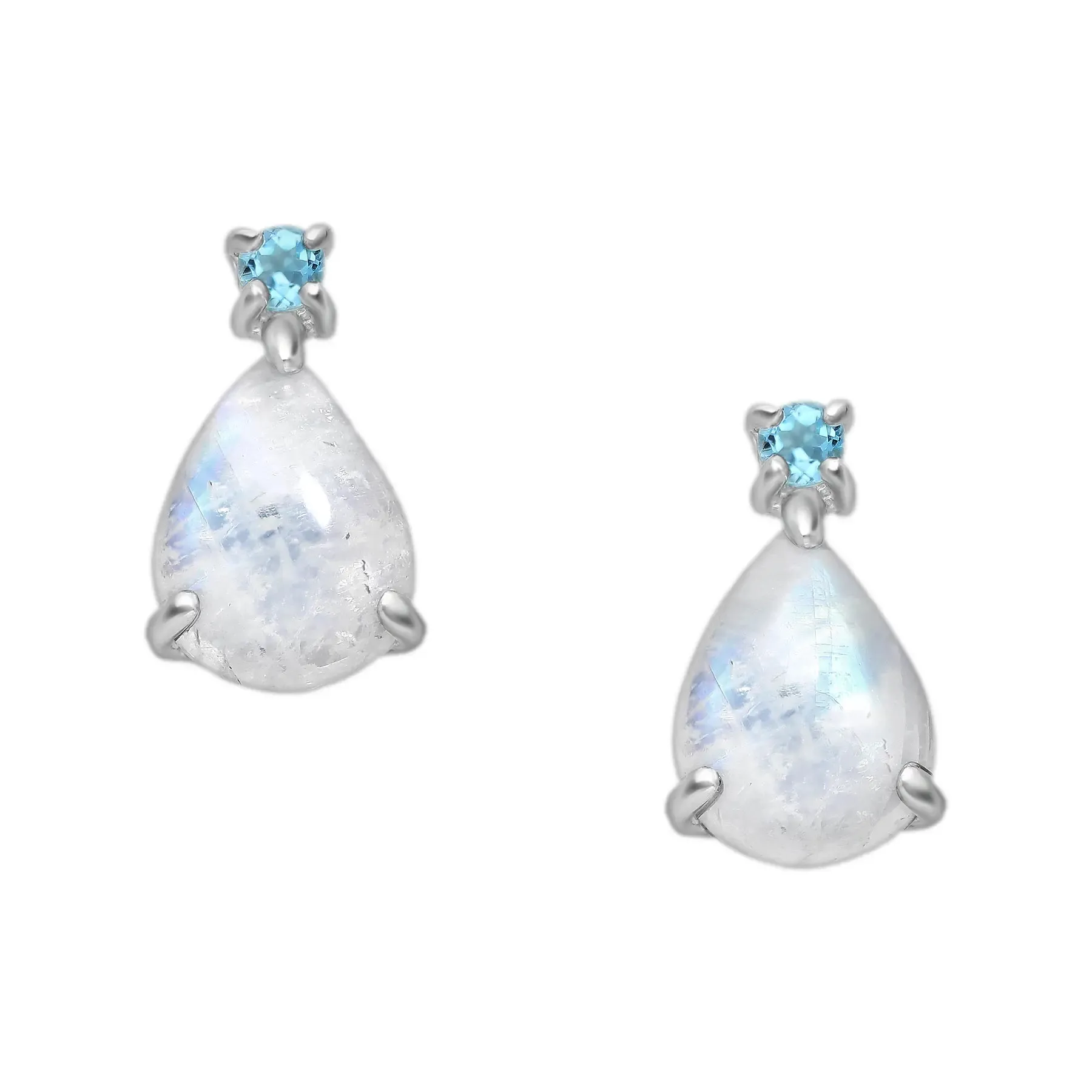 Srebrne kolczyki z kamieniem księżycowym i topazem