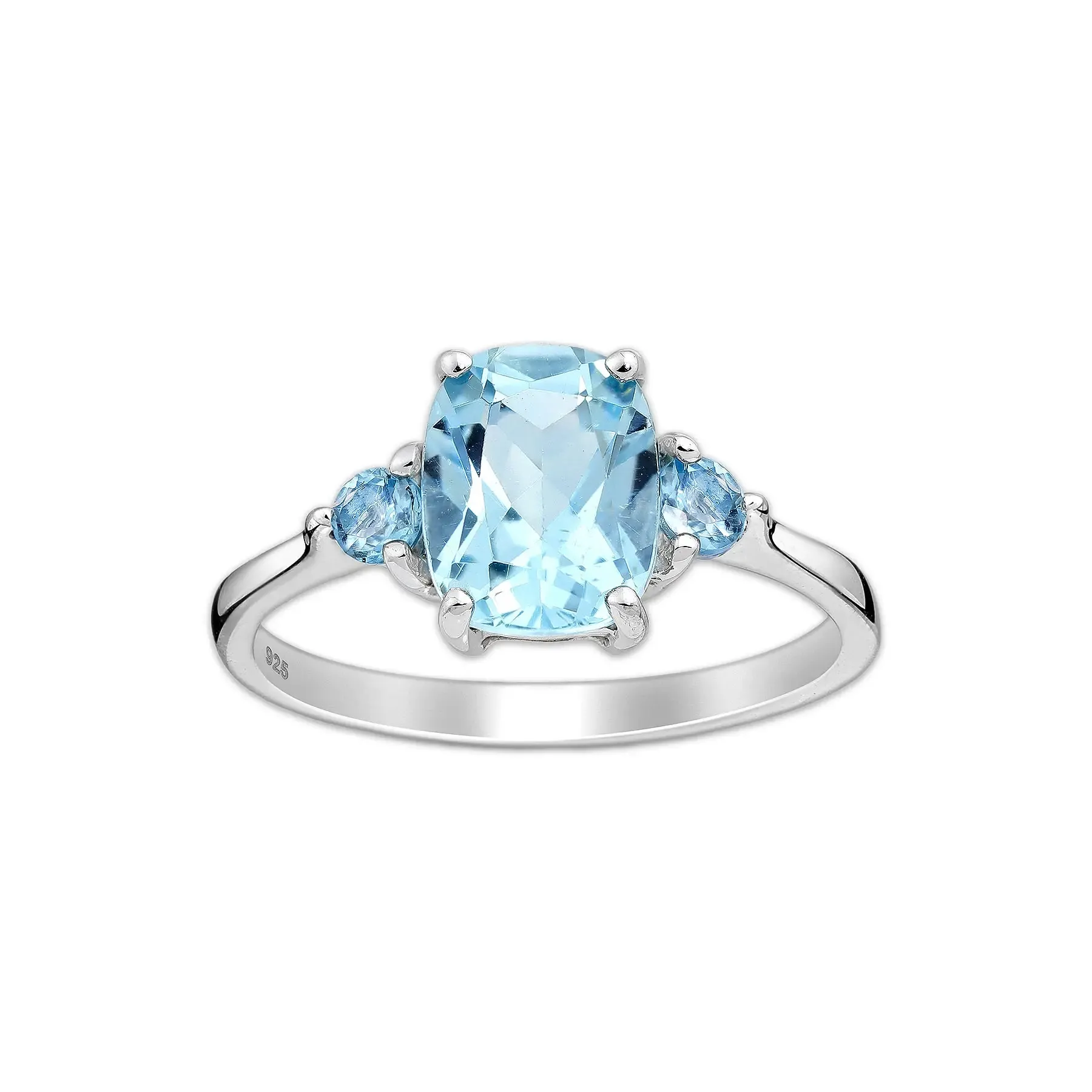 Srebrny pierścionek z topazami - Europa 19, US 9