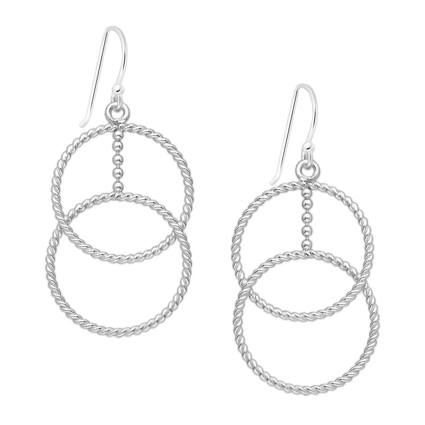 Długie srebrne kolczyki koła