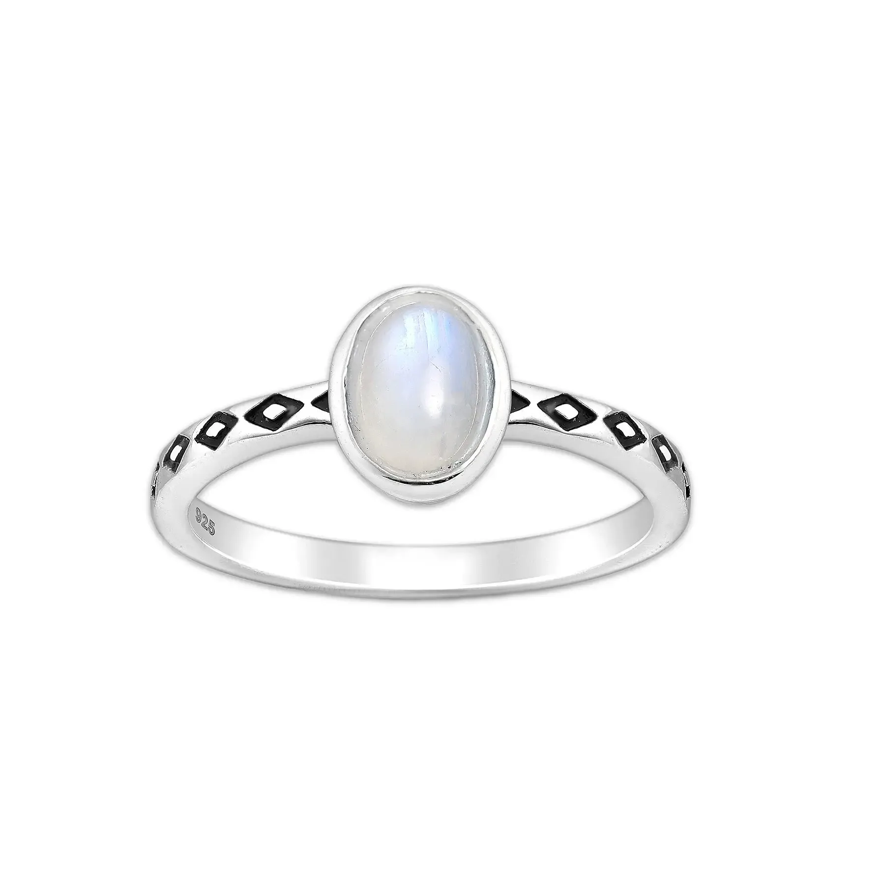 Srebrny pierścionek z Kamieniem Księżycowym - Europa 11, US 6