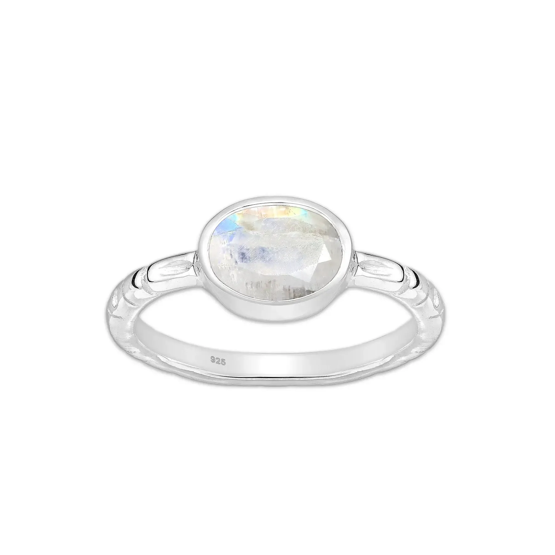 Srebrny pierścionek z Kamieniem Księżycowym - Europa 14; US 7