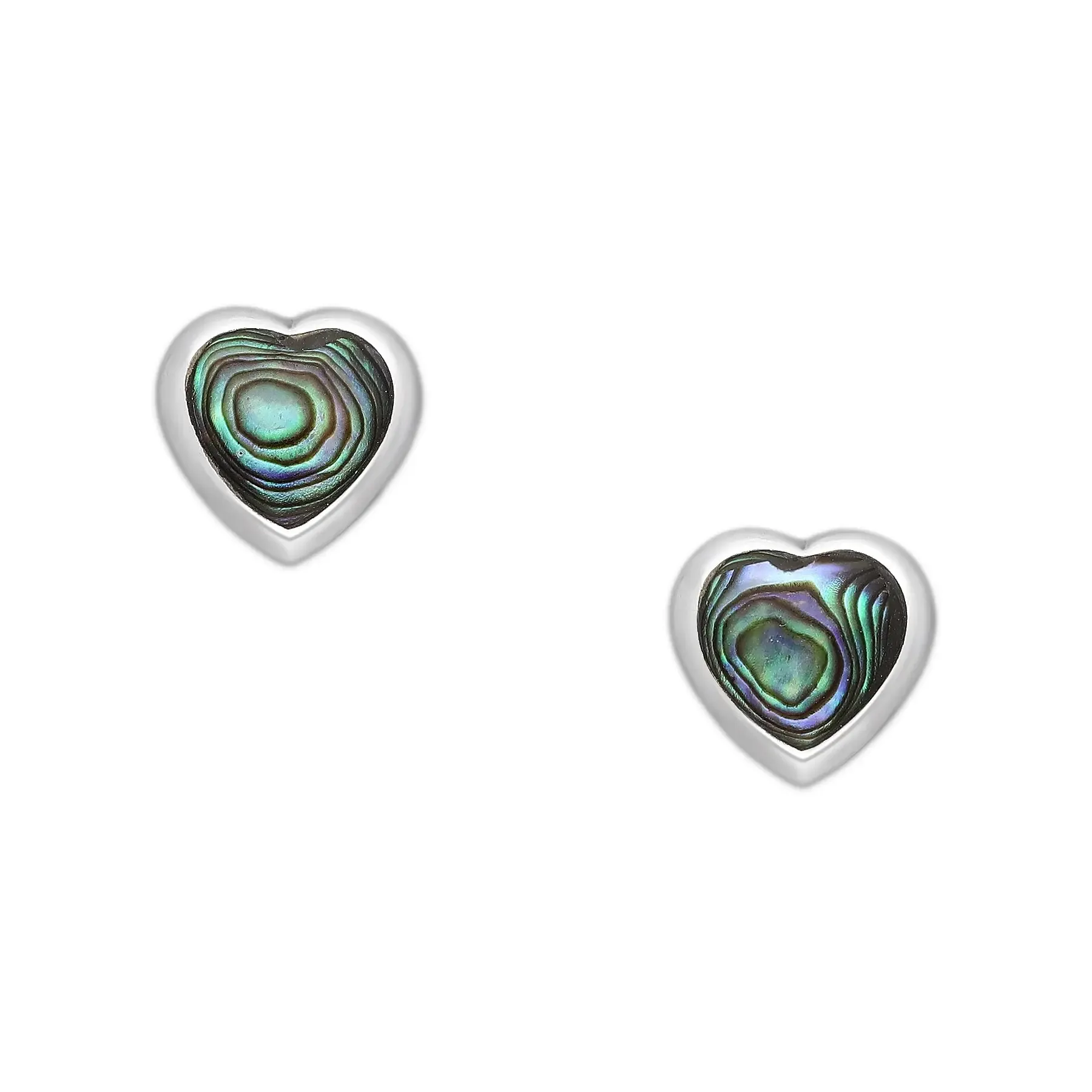 Srebrne kolczyki serca z muszlą Abalon