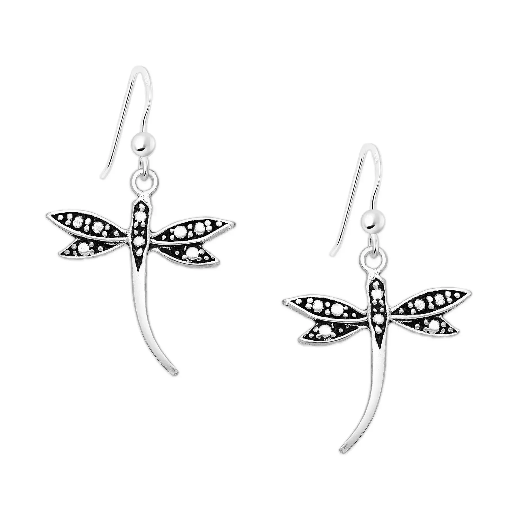 Srebrne kolczyki Ważki