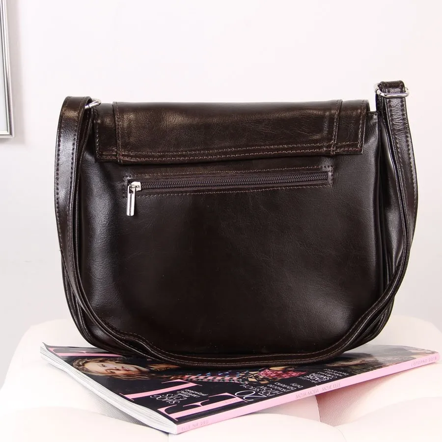 DAN-A T223 torebka skórzana listonoszka czekoladowa