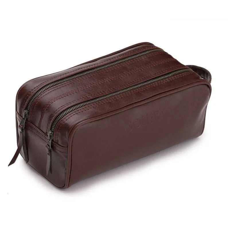 Elegancka skórzana kosmetyczka męska Solier burgundowa