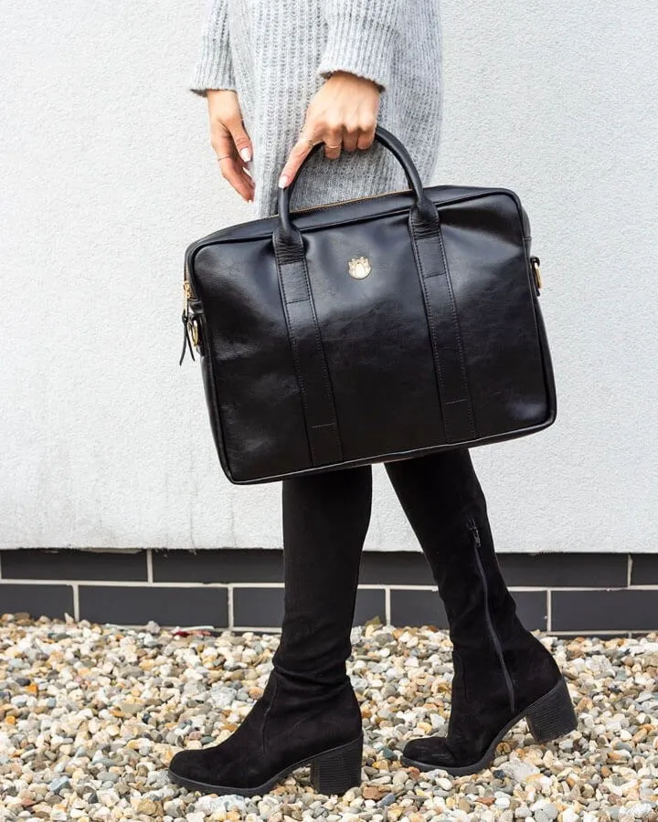 Skórzana torba na laptopa Felice Gold FG04 czarna