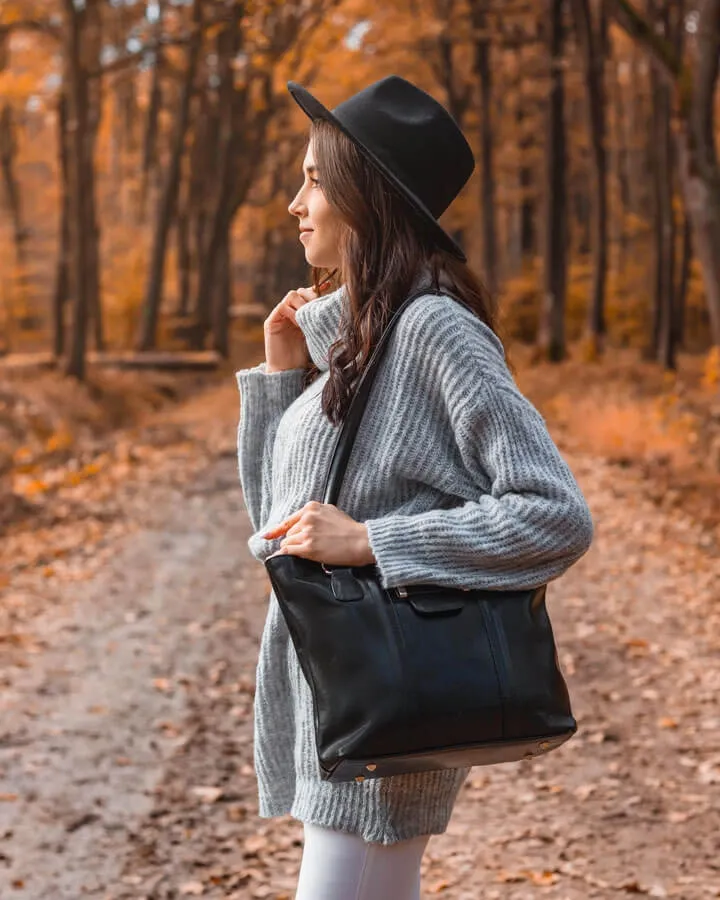 Torebka skórzana damska na ramię czarna DAN-A T363