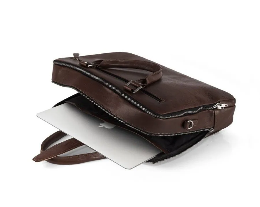 Skórzana męska torba na laptopa Solier SL24 Shannon ciemny brąz