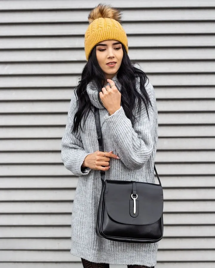 Torebka skórzana damska listonoszka DAN-A T178 czarna