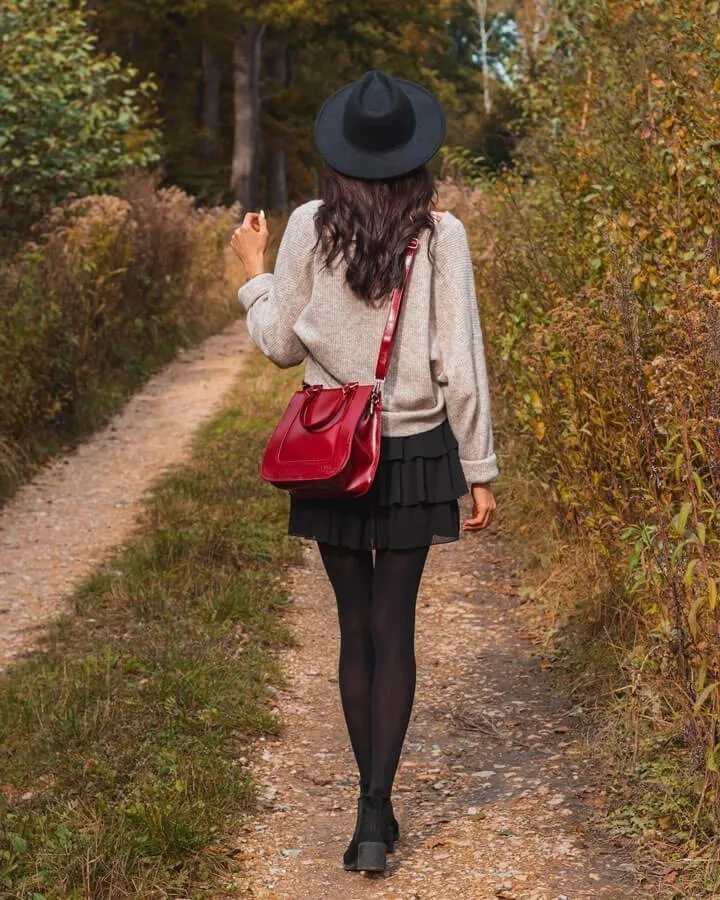 Torebka skórzana kuferek DAN-A T228 bordowa