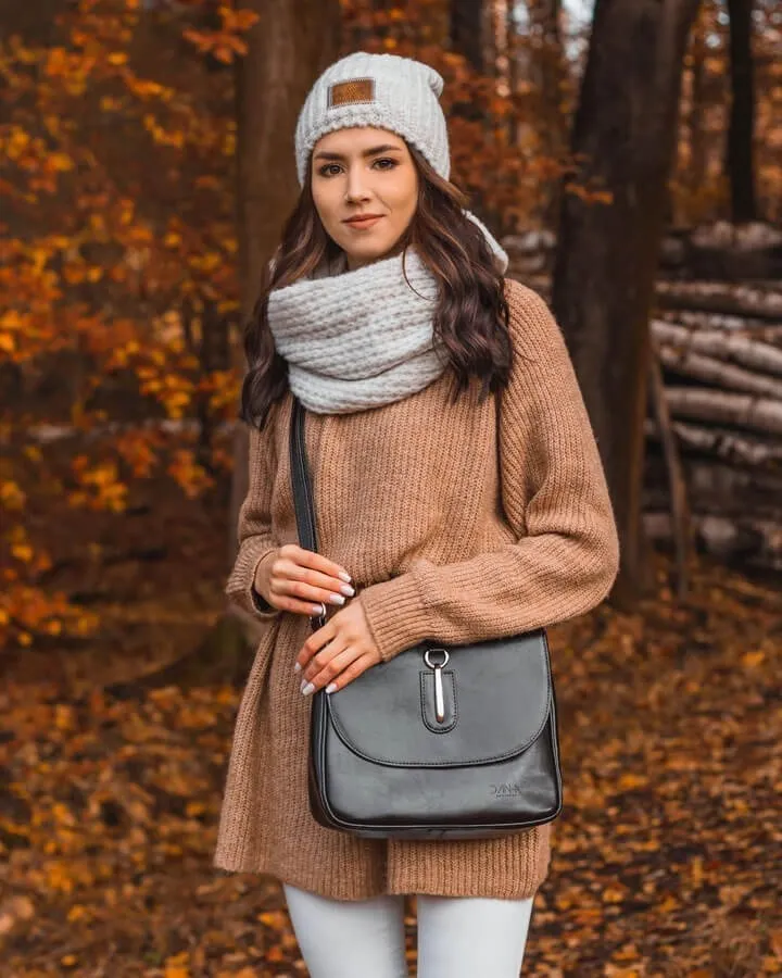 Torebka skórzana damska listonoszka DAN-A T178 czekolada