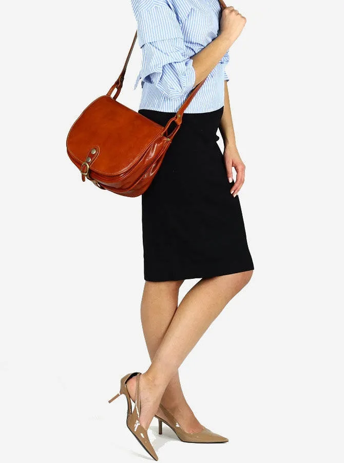 Listonoszka skórzana camelowa MARCO MAZZINI L86b