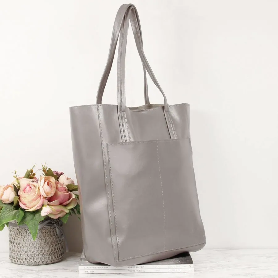 Skórzana torebka damska DAN-A T376 szara