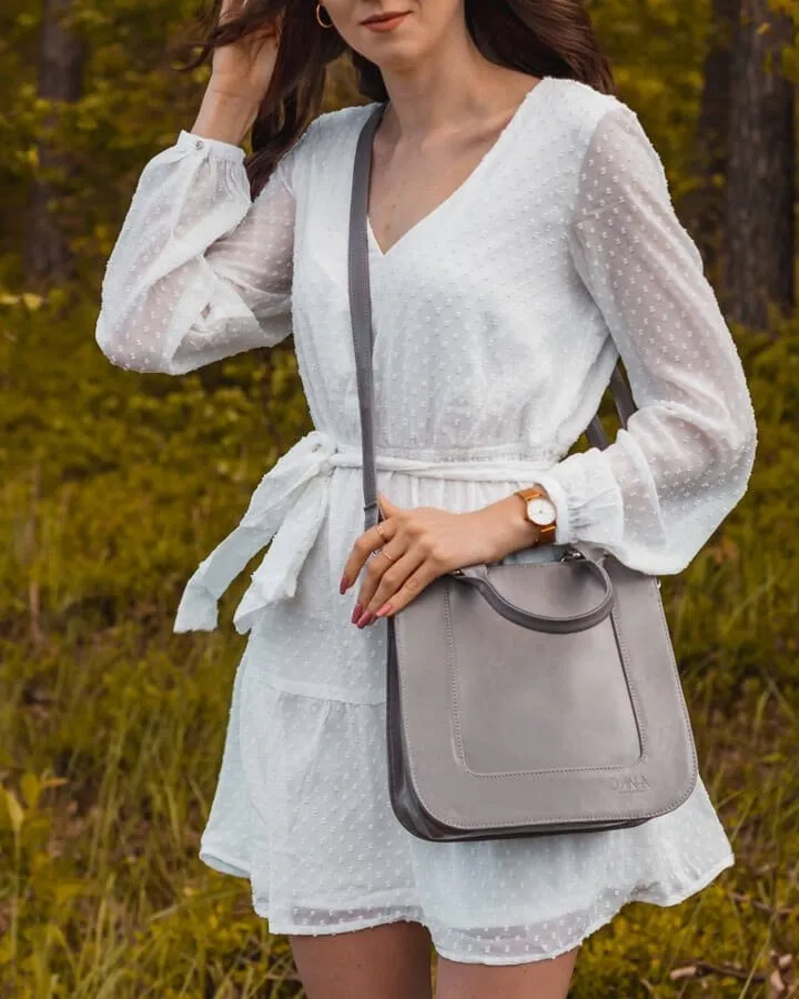 Torebka skórzana kuferek DAN-A T228 szara