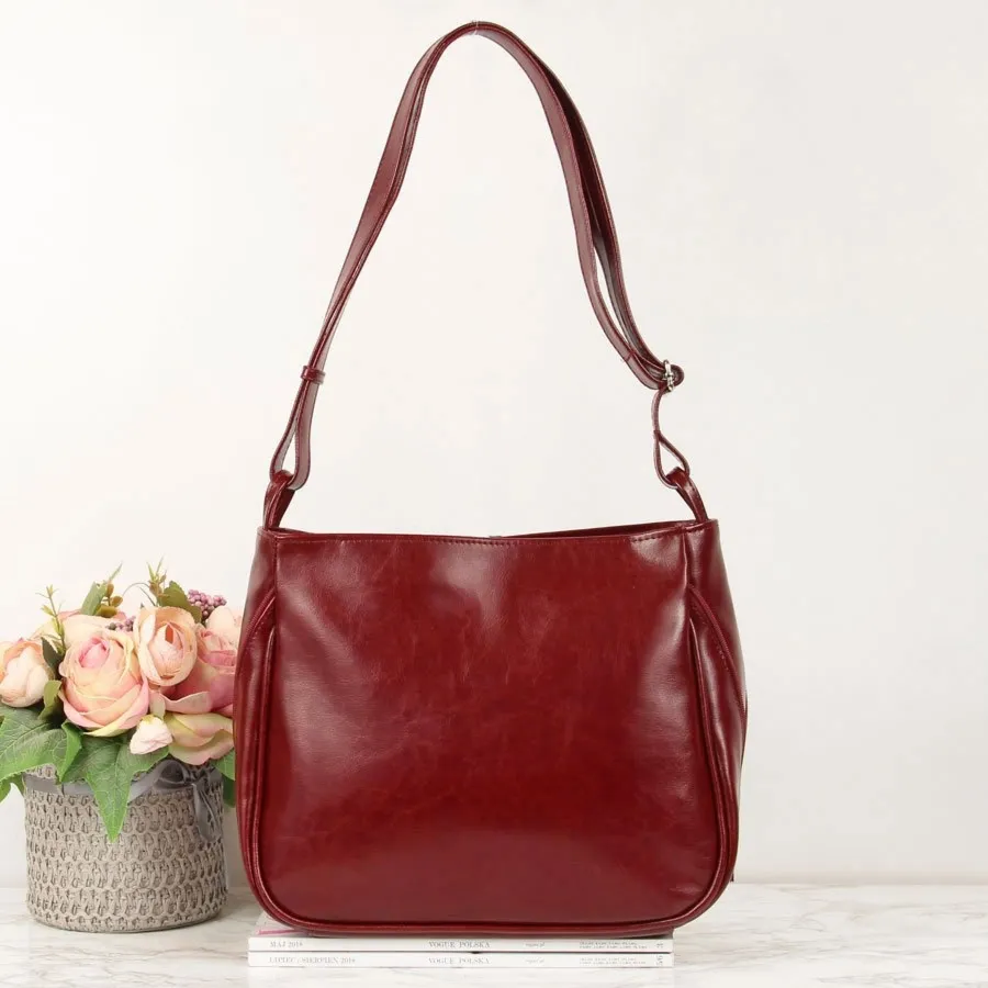 Skórzana listonoszka damska DAN-A T392 bordowa