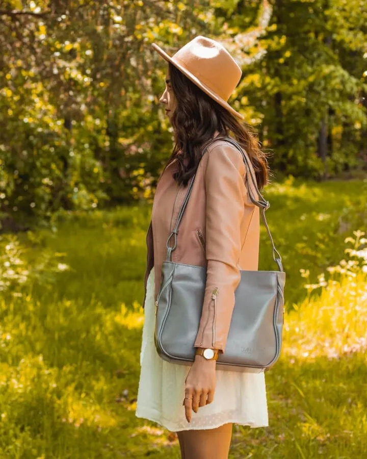 Skórzana listonoszka damska DAN-A T392 szara