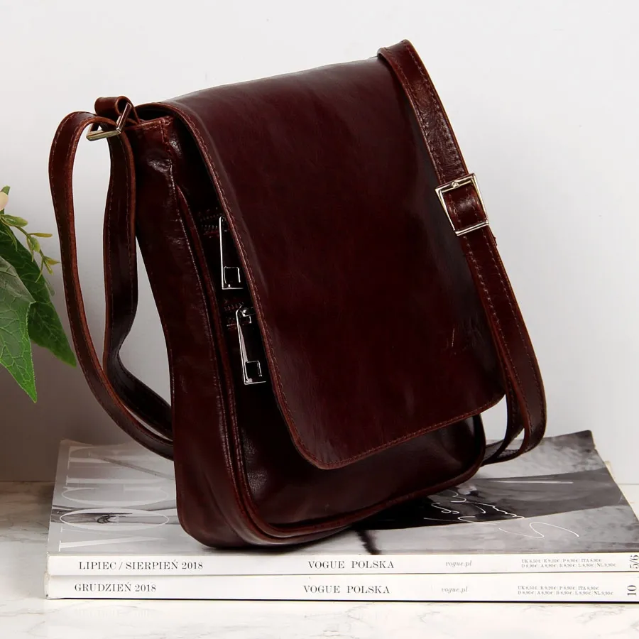 Torebka damska skórzana listonoszka koniak DAN-A T366