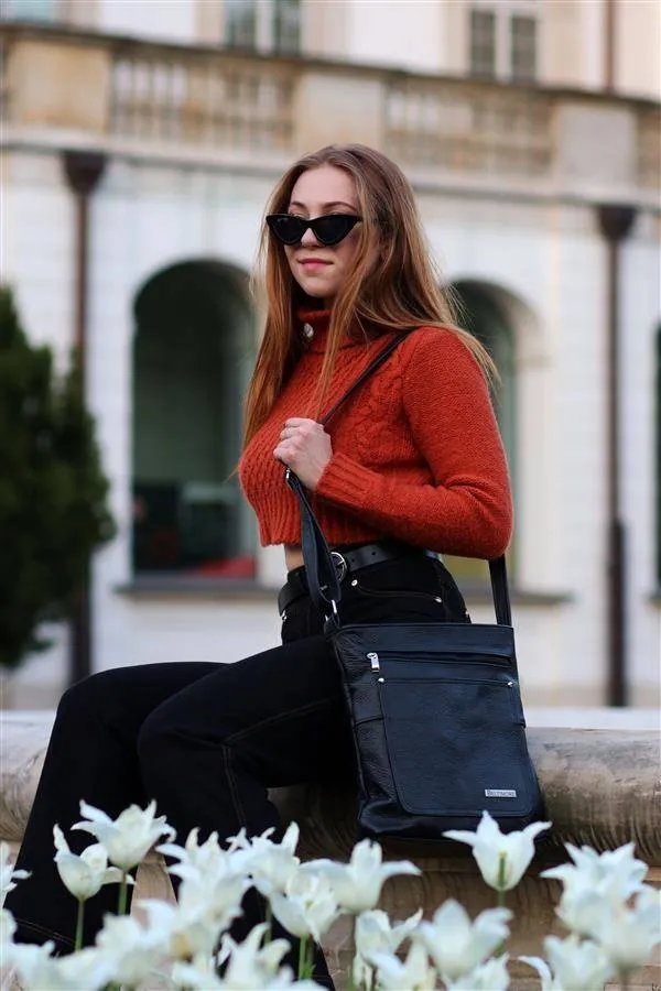 Czerwony Beltimore duża damska torebka skórzana A4 pojemna 974