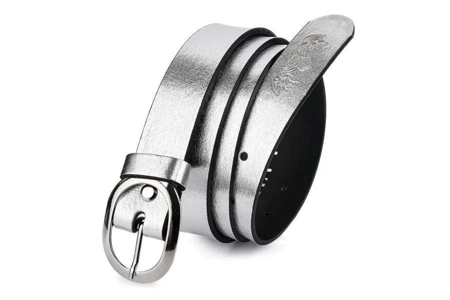 Pasek skórzany Beltimore r.80-95 cm U48 srebrny