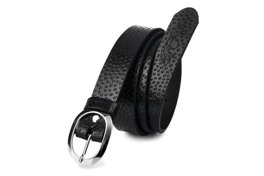 Pasek skórzany Beltimore r.85-100 cm U55 czarny