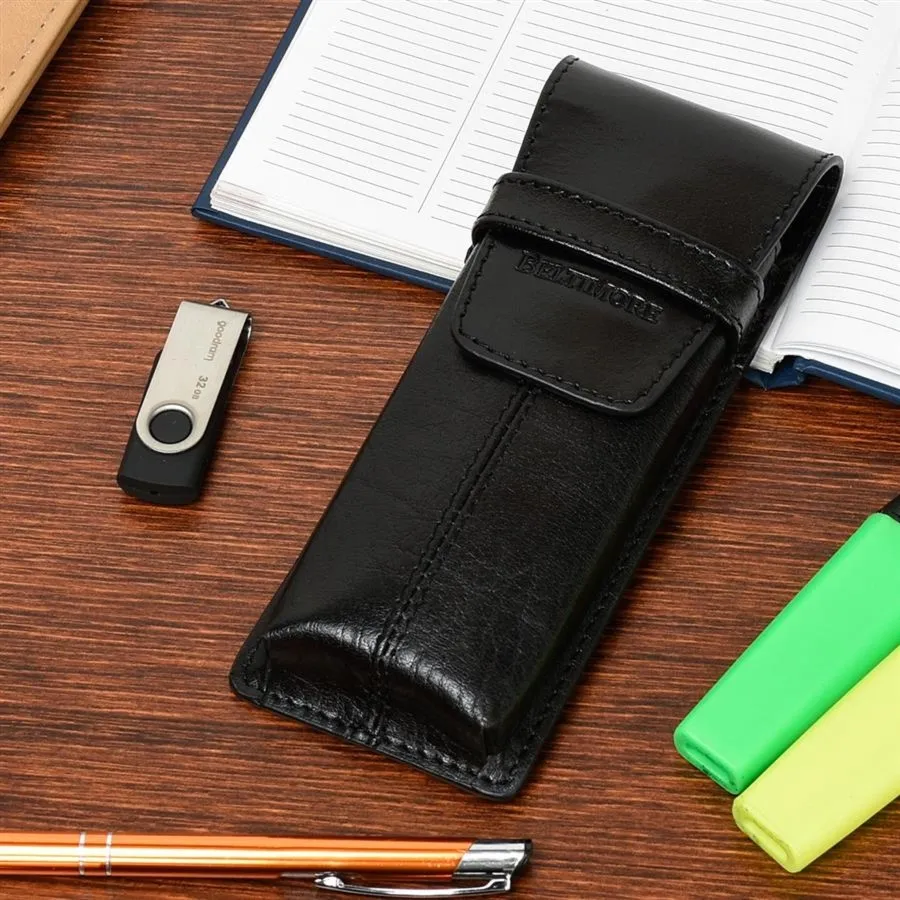 Piórnik Skórzany etui na pióro czarny Beltimore J03