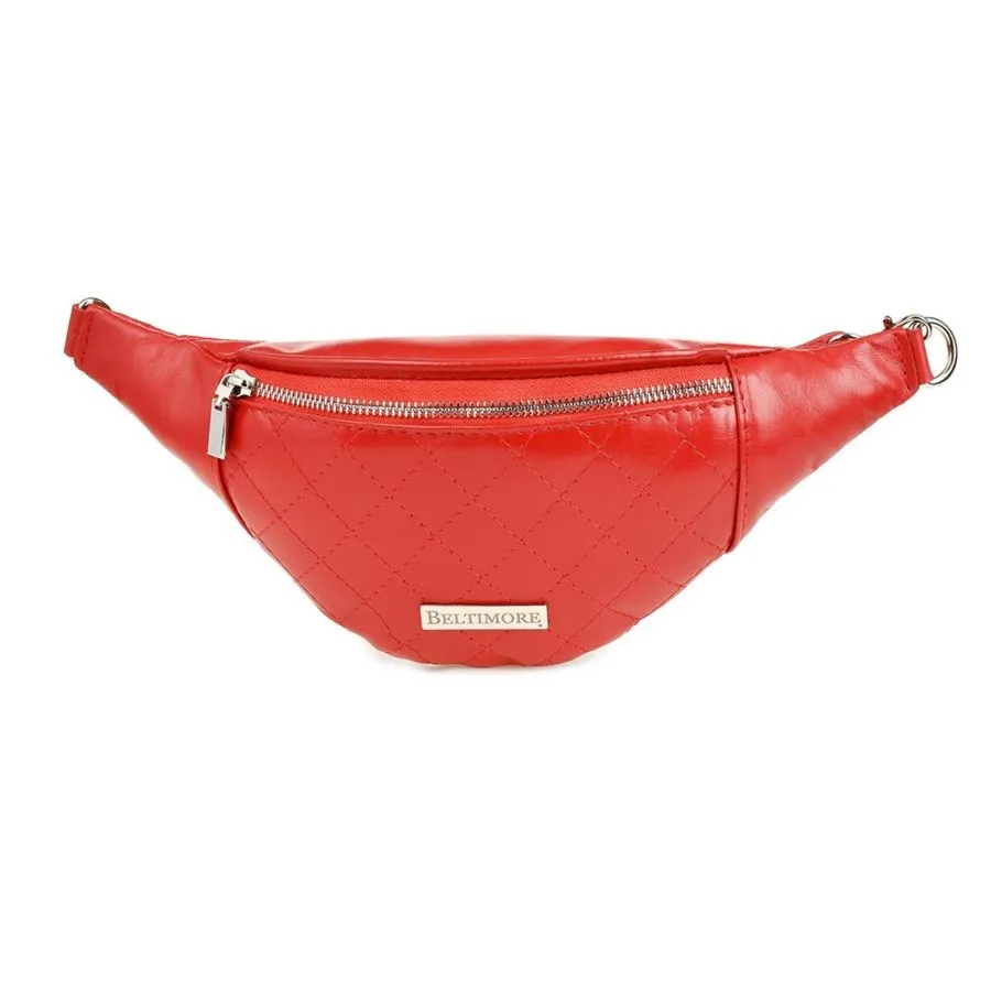 Pikowana saszetka czerwona skóra Beltimore F22