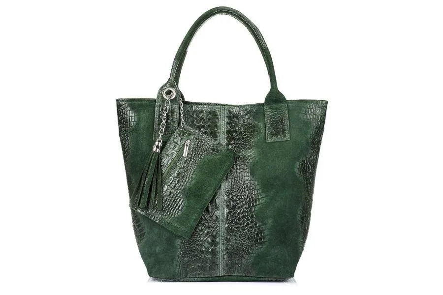 Shopper bag skórzany c. zielony croco L94