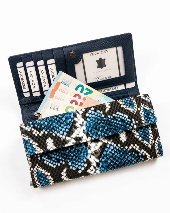 Portfel damski granatowy croco Cavaldi PX28-DNH-2516 D.BLUE