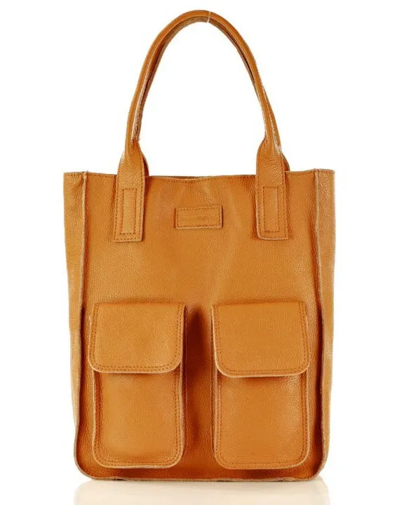 Shopper bag camelowy MARCO MAZZINI s131g