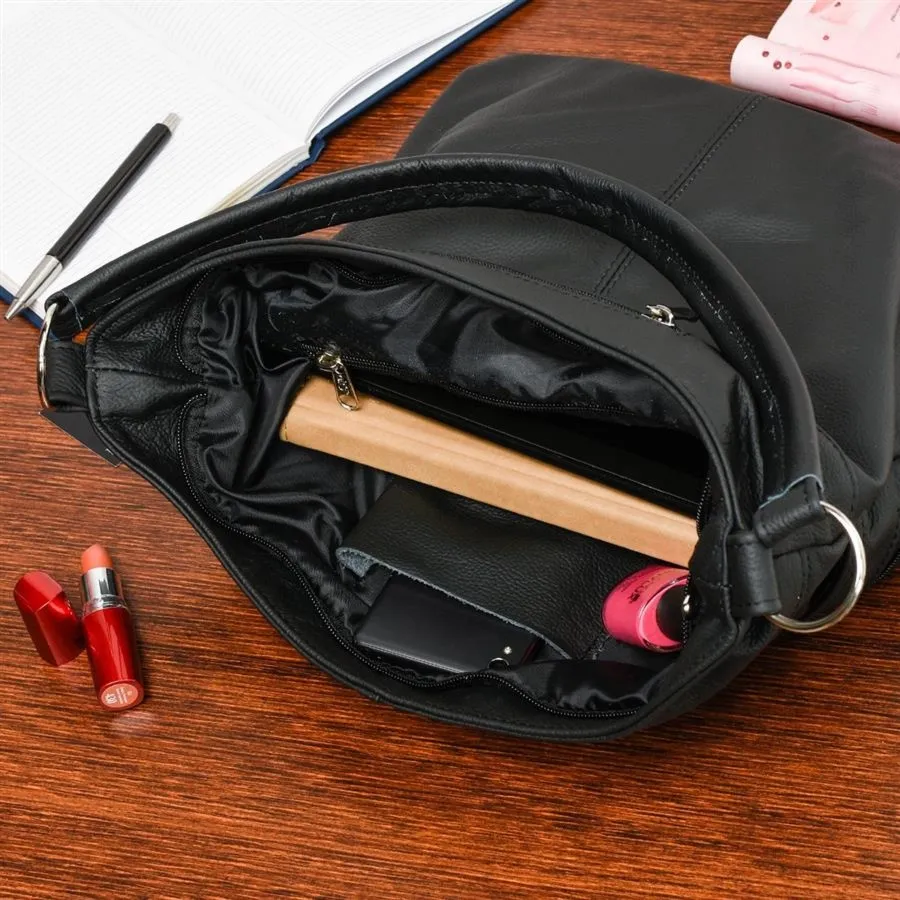 Skórzana shopperka czarna H08