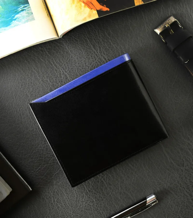 Portfel czarny z niebieską wstawką Ronaldo N01-VT BLACK-BLUE