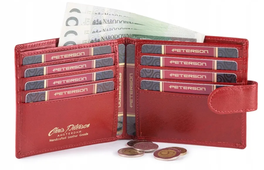 Portfel męski czerwony slim Peterson PTN 7769-2-3-1
