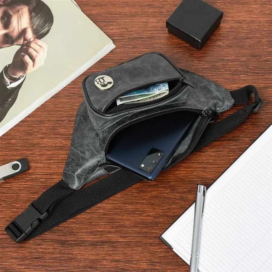 Saszetka nerka szara skórzana BELTIMORE F40