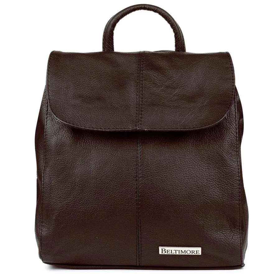 Brązowy plecak skórzany damski POLSKI B5 z klapą S41