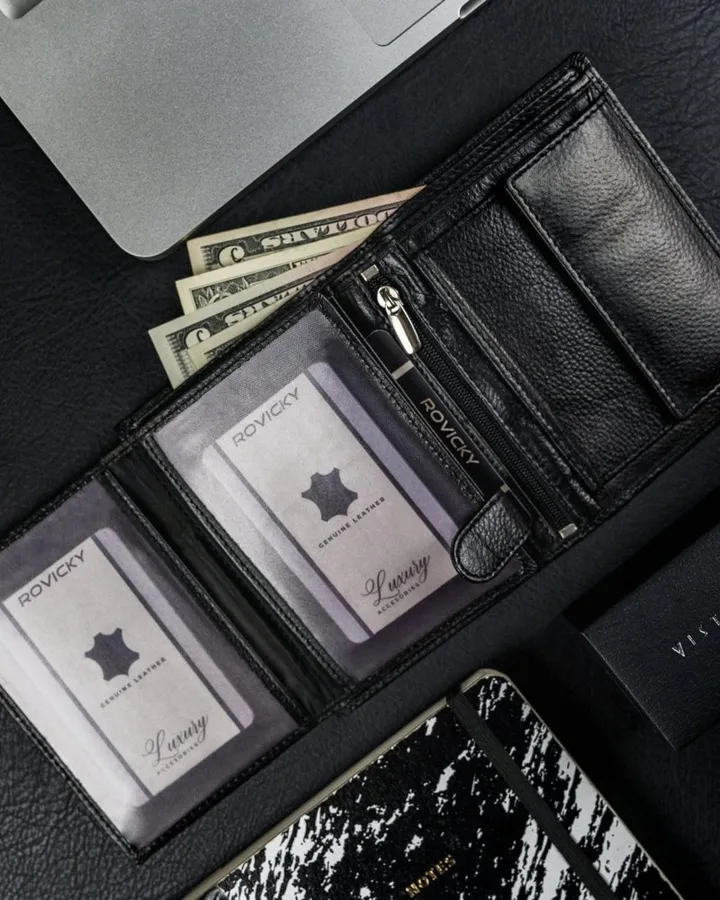 Portfel męski skórzany Ronaldo czarny N4-TP-RON-1588 BLACK