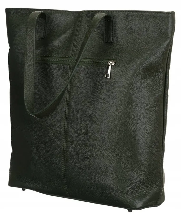 Shopperka skórzana boho Rovicky TWR-164 zielona