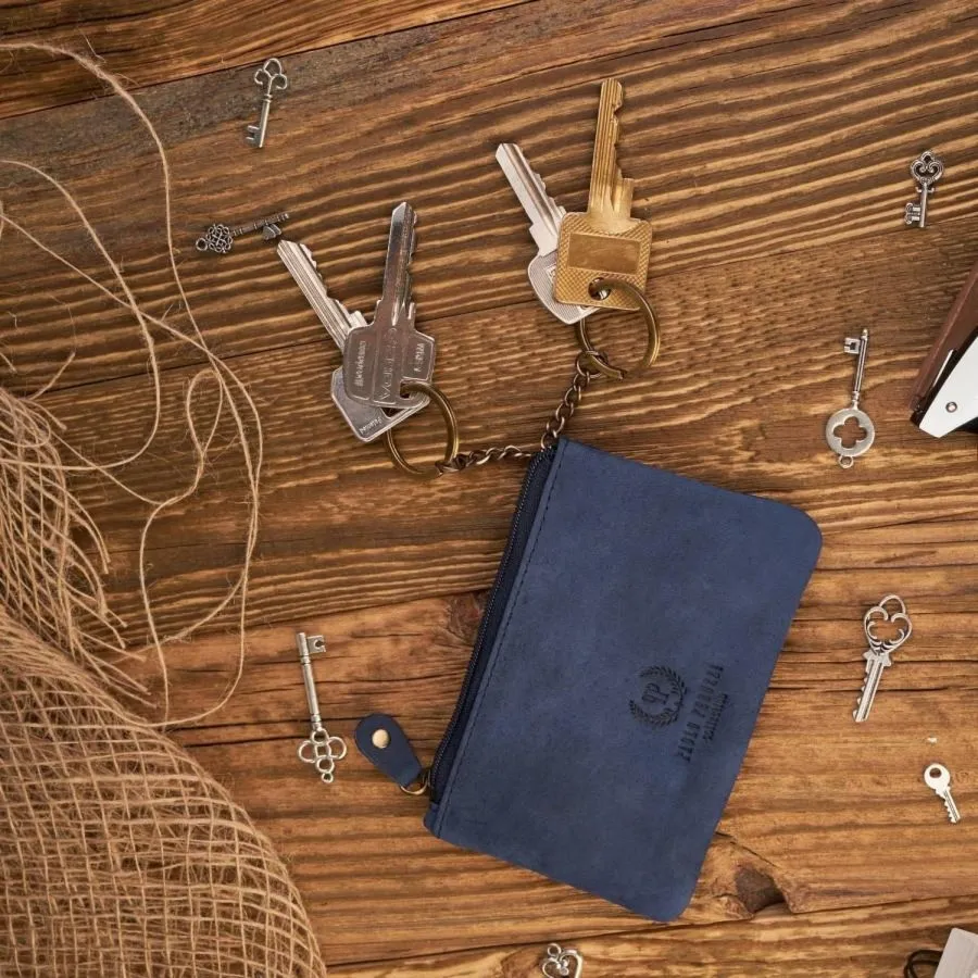 Skórzane etui na klucze PAOLO PERUZZI T-51-DB granatowe