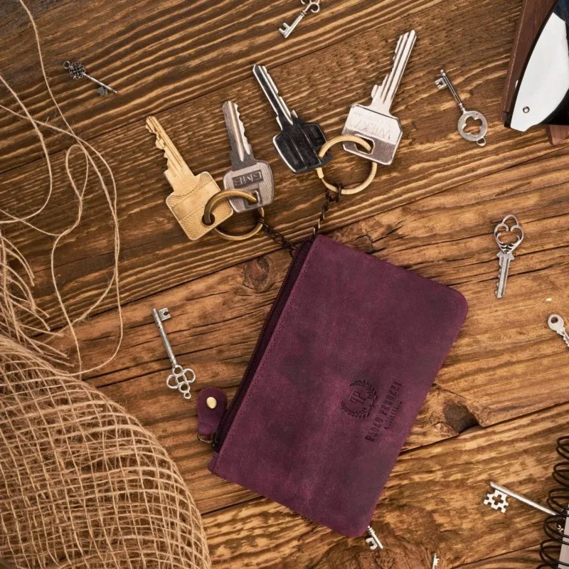 Skórzane etui na klucze PAOLO PERUZZI T-51-CHR różowe