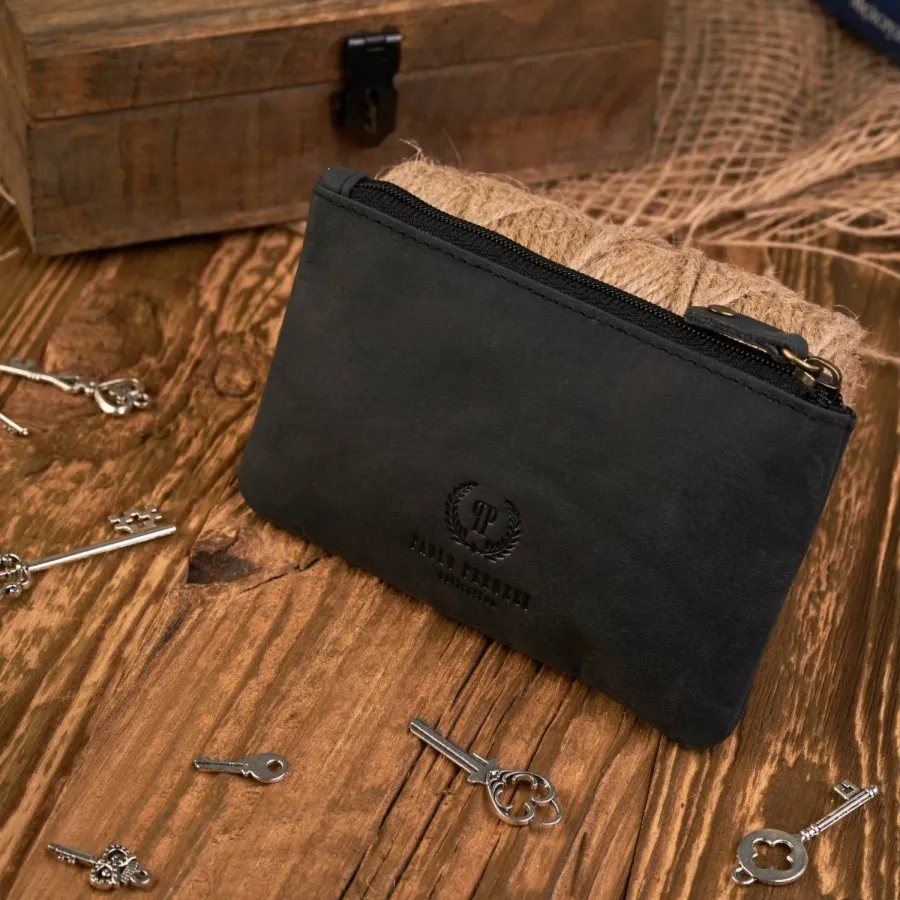 Skórzane etui na klucze PAOLO PERUZZI T-51-BL czarne