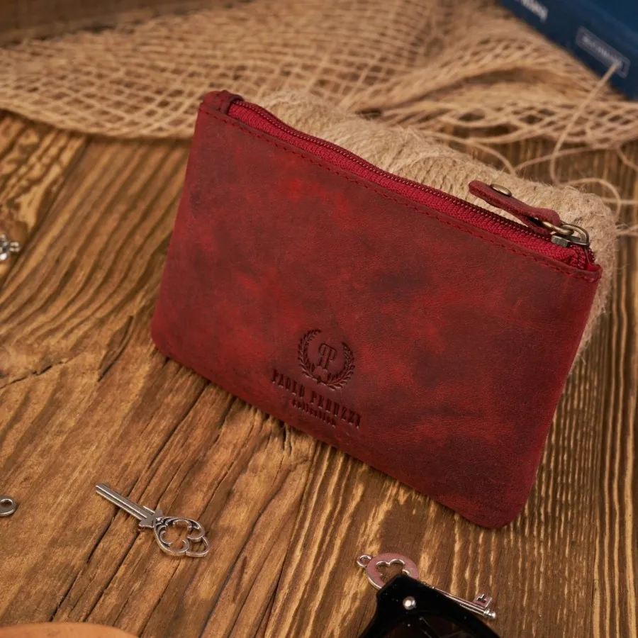 Skórzane etui na klucze PAOLO PERUZZI T-51-RD czerwone