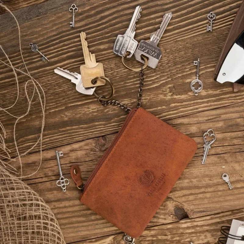 Skórzane etui na klucze PAOLO PERUZZI T-51-OR pomarańczowe