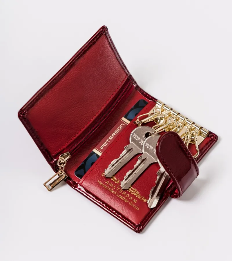 Lakierowane etui na klucze i karty Peterson PTN BC-7772-RED czerwone