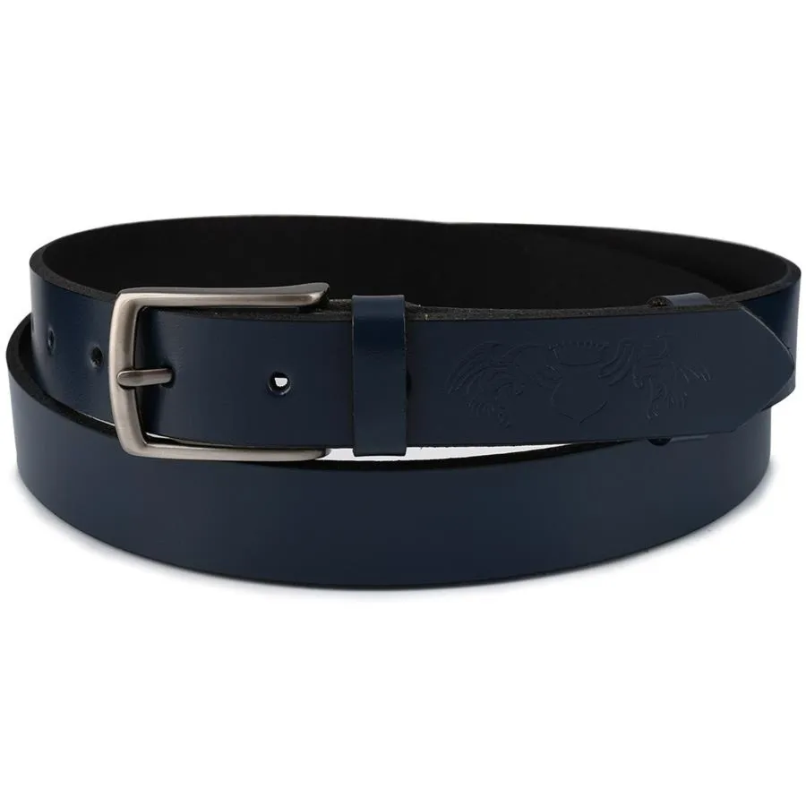Pasek skórzany BELTIMORE r.105-120 cm E12 granatowy