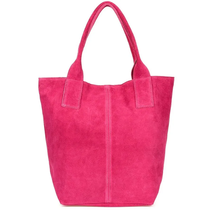 Shopperka skórzana VERA PELLE różowa T49