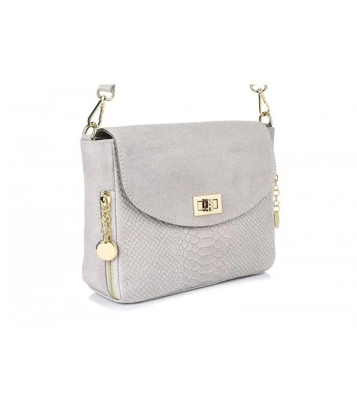 Listonoszka skórzana VERA PELLE T96 siwa