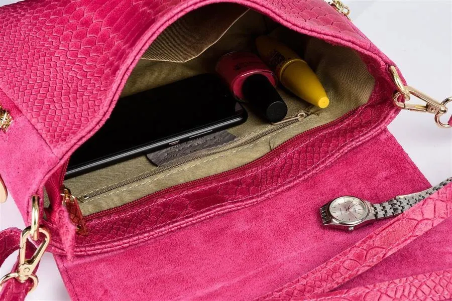 Listonoszka skórzana VERA PELLE T96 fuksja